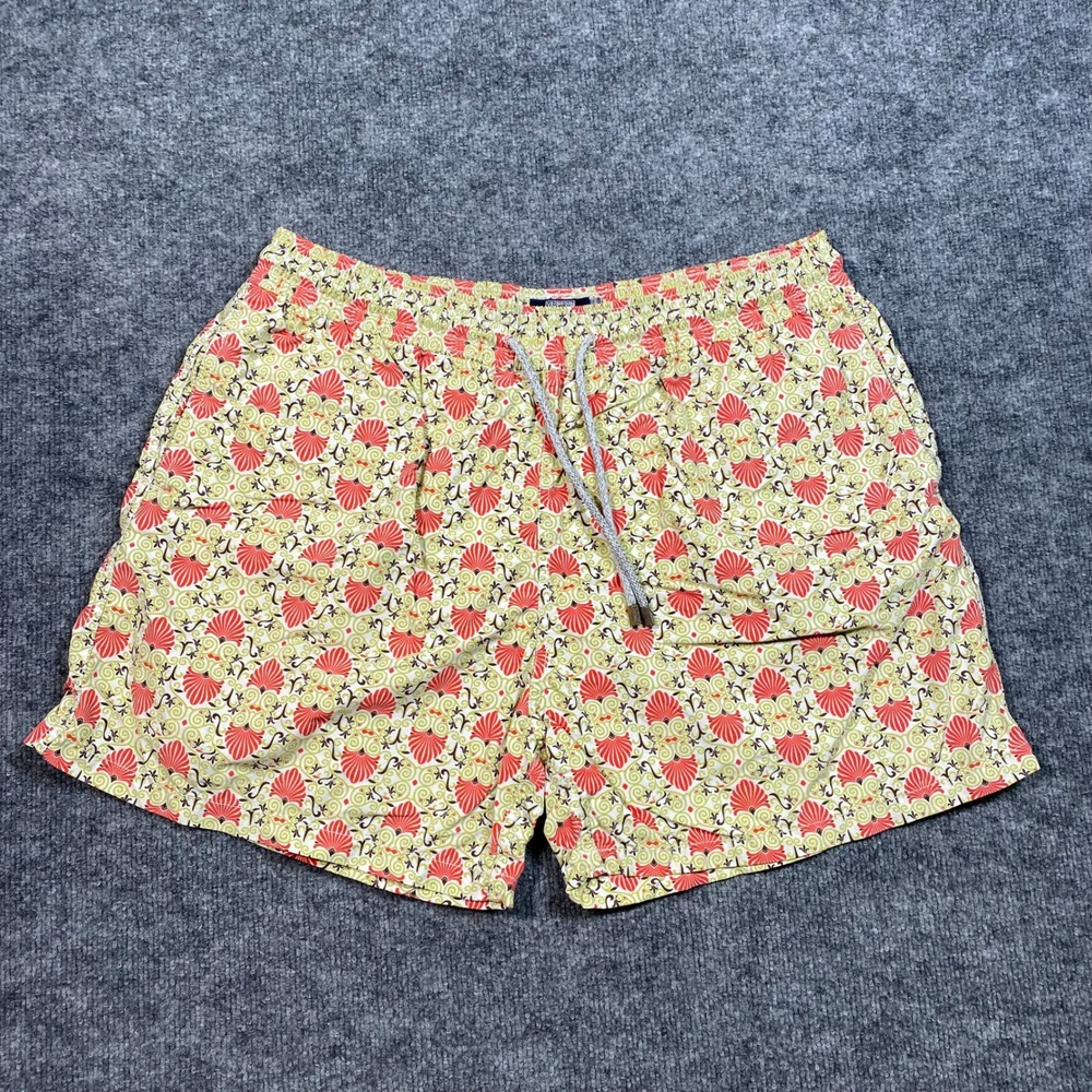 Vilebrequin Moorea Mens Swim Trunks Red Green Shell Pattern XXXL Luxury Swimwear